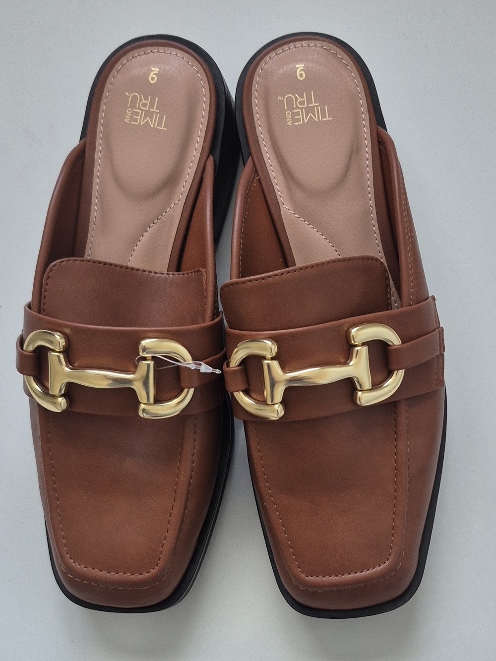 Time and Tru Women's Brown Slip-On Loafer Flats Square Toe Solid US 9